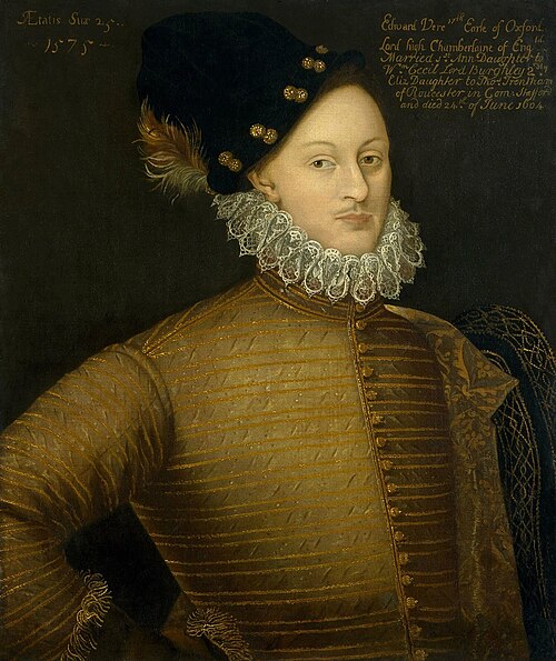 Edward de Vere, 17th Earl of Oxford, attributed portrait c. 1575