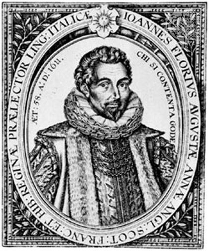 John Florio, woodcut from Queen Anna's New World of Words 1611