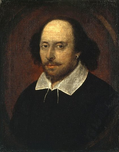 The Chandos Portrait, an early seventeenth-century oil painting traditionally identified as William Shakespeare (National Portrait Gallery)